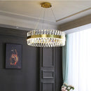 GobekUsa Gold Crystal Chandelier: Modern Rectangle LED Dining Room Light Fixture