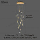 GobekUsa Crystal Chandelier: Modern LED Water Droplet Staircase Light