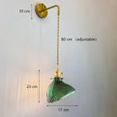 GobekUsa Green Glass LED Chandelier: Minimalist Brass Hanging Lights