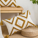GobekUsa Boho Loop Tufted Tassel Pillow Cover - Ethnic Embroidered Decorative Cushion