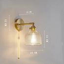 GobekUsa Clear Glass LED Wall Light Copper Pull Chain Switch Modern Wandlamp