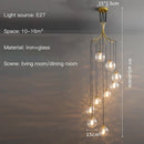 GobekUsa Glass Ball LED Chandelier, Modern Minimalist Loft Villa Staircase Decor