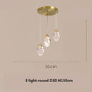 GobekUsa Copper LED 3-Light Dimmable Crystal Chandelier
