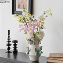 GobekUsa Butterfly Ceramic Vase: Decorative Pot for Flowers, Table Decoration, Room Aesthetic