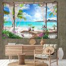 GobekUsa Coconut Forest Sea View Tapestry Wall Hanging - Aesthetic Home Decor