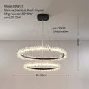 GobekUsa Crystal Gold/Black Ring LED Chandelier: Minimalist Luxury Hanging Ceiling Light Fixtures