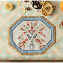 GobekUsa Baroque Flowers Fringe Placemat Set- Luxury Cotton Linen Retro Hexagon Table Mats