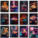 GobekUsa Japanese Food Neon Posters Canvas Painting for Home Kitchen Decor