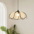 GobekUsa Creamy Abaca Fabric Led Pendant Light - Nordic French Wabi Sabi Suspend Lamp