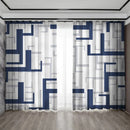 GobekUsa Geometric Grid Printed Curtain Set for Bedroom, Garden & Balcony