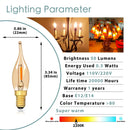 GobekUsa Amber Glass LED Candle Light Bulb 2200K Retro C22TG Candelabra Night Decor E12 E14