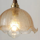 GobekUsa Amber Glass LED Pendant Lamp, Copper Walnut Hanging Light Fixture for Home Decor