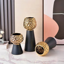 GobekUsa Gold Hammer Pattern Ceramic Vase: Creative Plant Pot for Table Decoration and Floral Arrangement