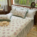 GobekUsa Lace Ruffles Bed Skirt Set with Pillowcases for 1.2-2M Beds