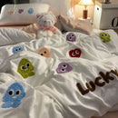 GobekUsa Cotton Cartoon Towel Embroidery Bedding Set: Quilt Cover, Bed Sheet, Pillowcases