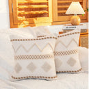 GobekUsa Geometric Tufted Cushion Cover with Handmade Tassels & Patchwork