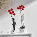 GobekUsa Balloon Girl Graffiti Statue, Collectible Sculpture, Desk Decor, Home Office Gift