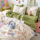GobekUsa Cartoon Pattern Cotton Bed Sets Quilt Cover Sheet Pillowcase Bedclothes