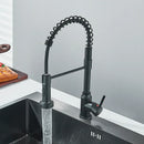 GobekUsa Black Flexible Kitchen Faucet Pull Down Mixer Tap Swivel Stream Sprayer Nozzle