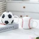 GobekUsa Baseball Shape Ceramic Mug with Lid - Coffee, Tea, Juice Cup