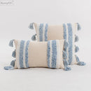 GobekUsa Blue Grey Stripe Tufted Cushion Cover 45x45cm/30x50cm for Home Decoration