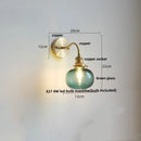 GobekUsa Green Class Ball LED Wall Light with Copper Socket for Bedroom Living Dining Room