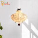 "GobekUsa Wabi-sabi Retro Pendant Lights LED E27 Fabric Art Hanging Lamp for Home Decor"