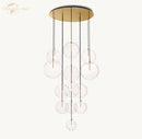 GobekUsa Clear Glass Globe Cluster Chandeliers Pendant Lights for Living Room and Staircase