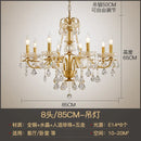 GobekUsa Gold Brass Crystal Chandelier for Living Dining Bedroom, Retro Candle Lights Pendant Lamps