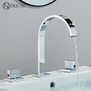 GobekUsa Crystal Handle Gold Bathroom Basin Faucet Three Hole Mixer for Bathtub