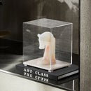 Acrylic Display Case on Travertine Base by GobekUsa for Collectibles, Figurines, Desserts