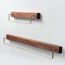 GobekUsa Black Walnut Wood Towel Rack with Brass Accents