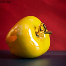 GobekUsa Golden Ceramic Apple Sculpture Desk Decoration Ornaments Crafts Room Decor