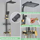 GobekUsa Gold Thermostatic Shower Faucet Set: Smart Digital Mixer, Wall Mounted Rainfall System