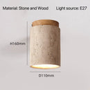 Modern Travertine Stone Pendant Light in White