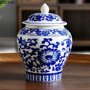 GobekUsa Blue & White Porcelain Tea Canister | Ceramic Sealed Caddy Jar