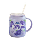 GobekUsa Fruit Shape Ceramic Mug with Lid and Straw, Cute Korean Style Design