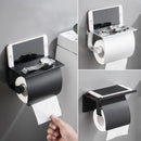 GobekUsa Black Toilet Paper Holder with Silver Phone Storage Shelf