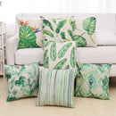 GobekUsa Green Plant Leaves Flower Linen Cushion Cover - Modern Sofa Throw Pillow Cover