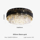 GobekUsa Gold Black Crystal Ceiling Chandelier - Round LED Pendant for Living Room Lighting