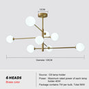 GobekUsa Brass Chandelier: Nordic Glass Pendant Lights for Home, Living Room, Bedroom, Restaurant & Cafe