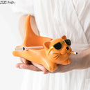 GobekUsa Cute Glasses Cat Ashtray Smoking Accessories Cartoon Animal Shape Gifts Semi-Branded