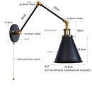 GobekUsa LED Long Arm Wall Lamp with Pull Chain Switch for Home Hotel Bathroom