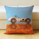 GobekUsa Cartoon Dog Car Drive Pillow Cover 45x45cm Linen Sofa Home Decor