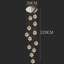 GobekUsa Crystal Chandelier Stair Pendant Lamp Living Room Interior Lighting