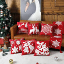 GobekUsa Christmas Embroidered Cotton Canvas Pillow Covers Snowflake Elk Decor