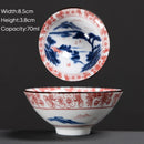 GobekUsa Blue & White Ceramic Kung Fu Tea Cup - Japanese Style Porcelain Sake Cups