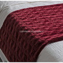 GobekUsa Burgundy Velvet Geometric Embroidered Bed Runner Luxury Bedroom Hotel Wedding