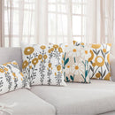 GobekUsa Daisy Floral Geometric Embroidery Pillow Cover Yellow Blue 45x45cm Soft Cozy