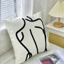 GobekUsa Abstract Art Line Cushion Cover Plush Embroidered Pillowcase